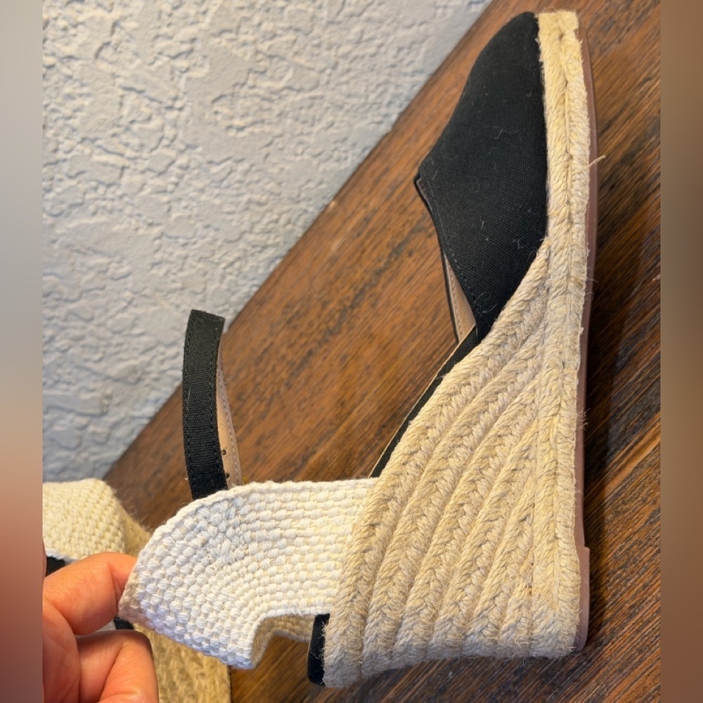J. Crew Black Canvas Espadrille Wedge Ankle-Strap Sandals - Picture 14 of 16